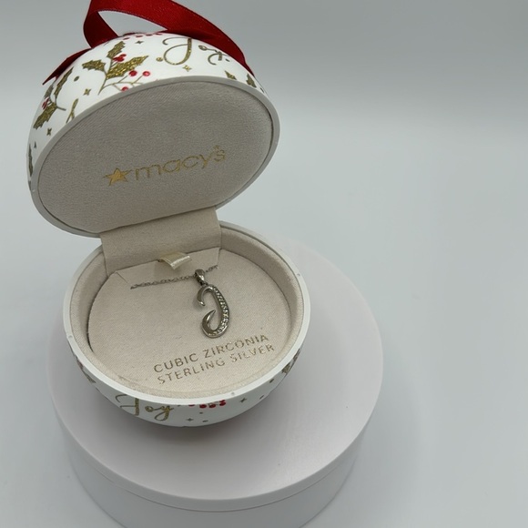 Giani Bernini Ornament Box with silver Cubic Zirconia J Initial Pendant Necklace - Picture 4 of 5